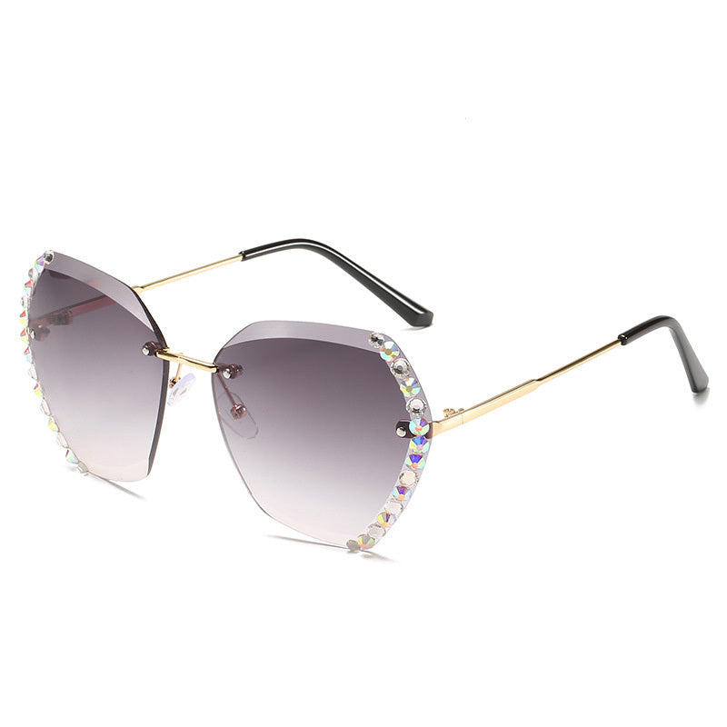 Diamond-Studded Polygonal Sunglasses