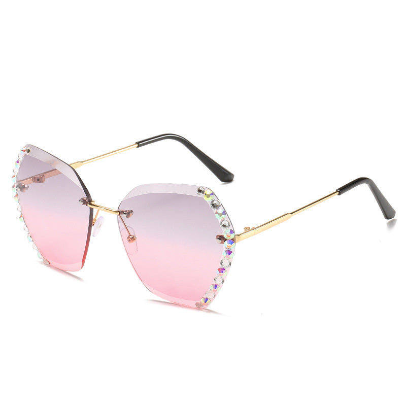 Diamond-Studded Polygonal Sunglasses