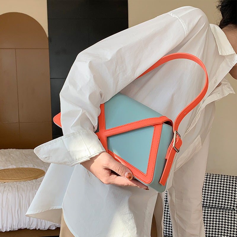 Panelled Trapezoid Underarm Bag