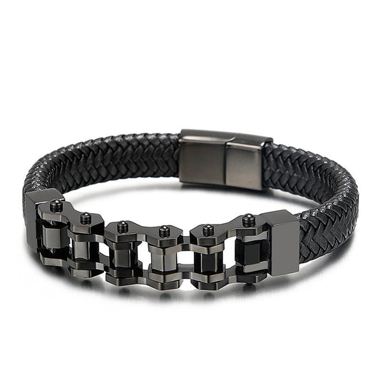 Leather Bike Chain Bracelet