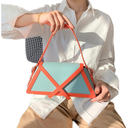 Panelled Trapezoid Underarm Bag