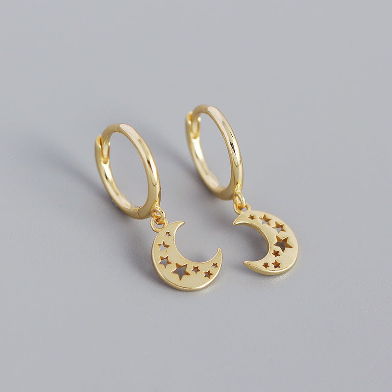 Moon-shaped Hollow Star Earrings