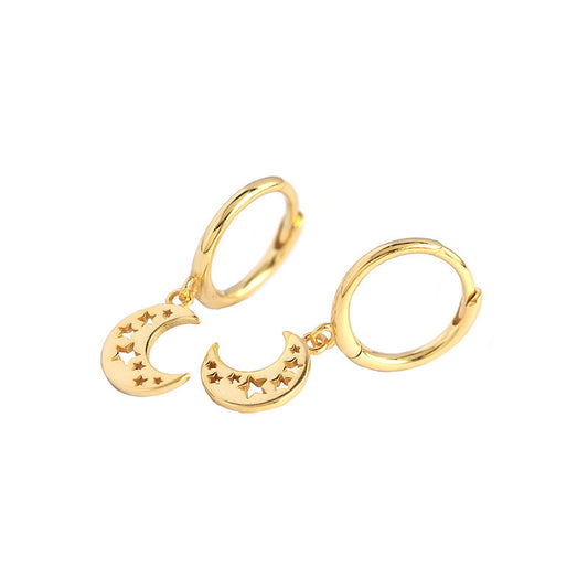 Moon-shaped Hollow Star Earrings